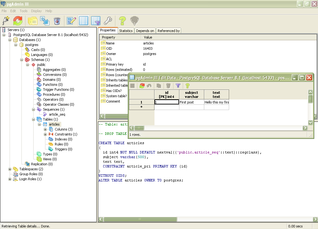 postgresql client windows